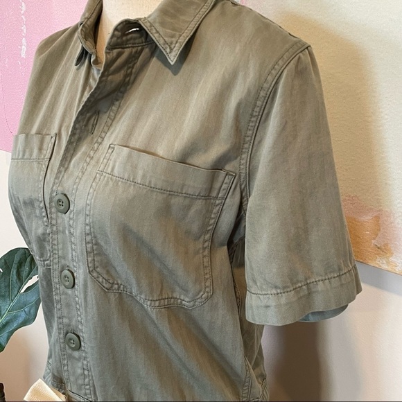 Lucky Brand womens utility Drawstring Dress workwear Sage Green Fray Sz XS NWT. - Picture 5 of 11